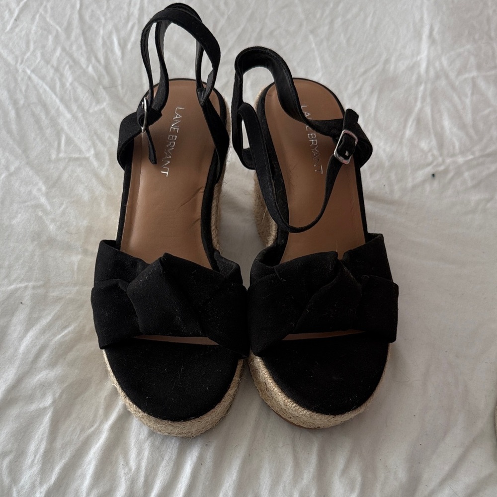 Lane Bryant Black Espadrille Wedge Sandals